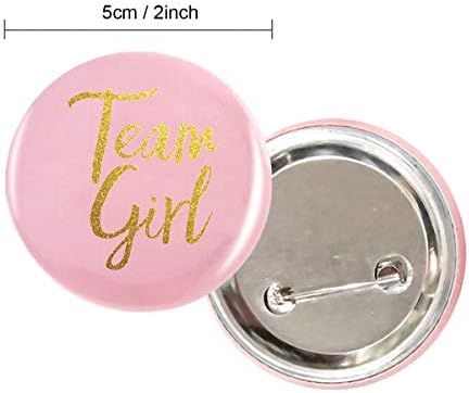 Botão de revelação de gênero pinos 50 PCs, Team Boy Girl Button Pins Baby Shower Rink Button Button Pin para o chá de bebê Favors de gênero Revelar suprimentos de festa.