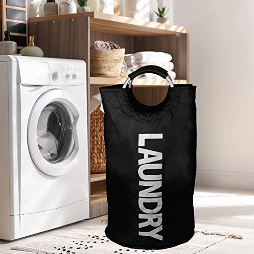 Brookstone, cesto de lavanderia grande com alças, de tamanho perfeito a 28 ”x 15”, bolsa de roupa de viagem dobrável