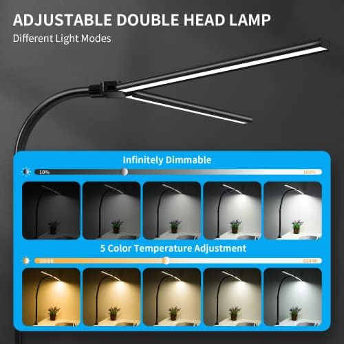 Lâmpada de mesa LEDGOODS LED, lâmpadas de mesa LED de cabeça dupla para o arquiteto de escritório