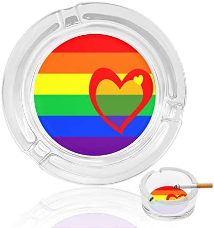 Bandeira do Pride LGBT ou bandeira do arco -íris cinza de vidro de vidro para cigarros lixo à prova de
