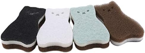 Idiytip 4pcs/set fofo gato forma esponja esponja pastilhas de prato lavando as ferramentas de cozinha esponja mágica de alta densidade,#01