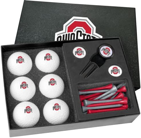 Golfballs.com Classic Ohio State Buckeyes Meia dúzia de presentes com ferramenta de Divot - bolas em branco