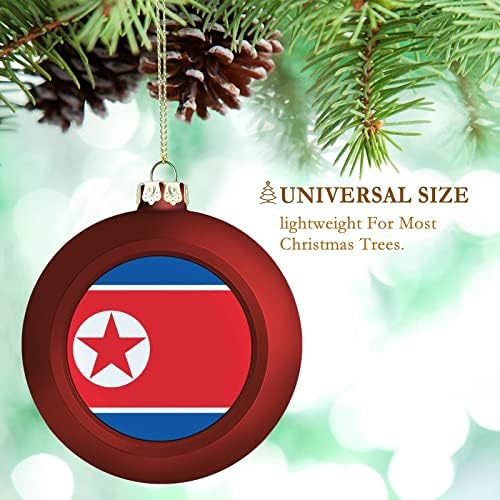 Ornamento de bola de Natal da Coréia do Norte, bandeira das nações, ornamentos de bola de bandeira da Coréia do Norte, lembrança para o presente de aniversário do feriado de aniversário de Natal