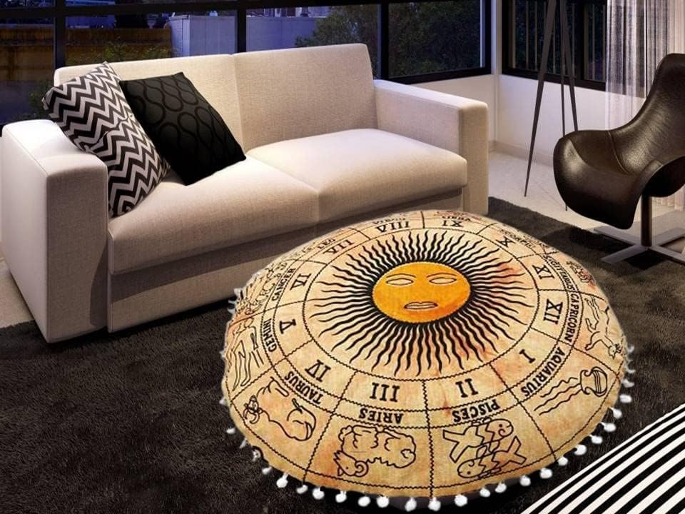 Astrologia Horóscopo Indian Pillow Almofada de almofada de piso assento otomano jogue casa decoração solar lua de lua de virgem signo símbolo zodíaco