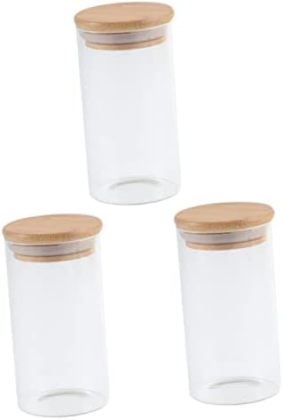DOITOOL 3 PCS Vidro de vidro selado com tampas de contêineres de espaguete para biscoitos Clear Canning Jark armário de armazenamento de grãos jarra de grão Jar