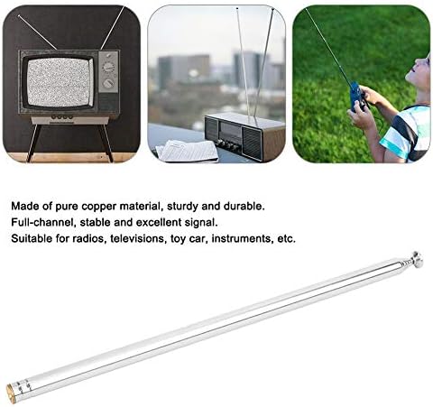 Antena telescópica de Rod, 7 Seção de cobre de cobre Ganho de sinal de canal Aerial para TV FM Radio