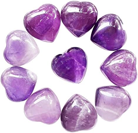 HSLUTIEE 10PCS Conjunto de pedras de bolso em forma de coração polido de coração polido, mini -cura chakra amor