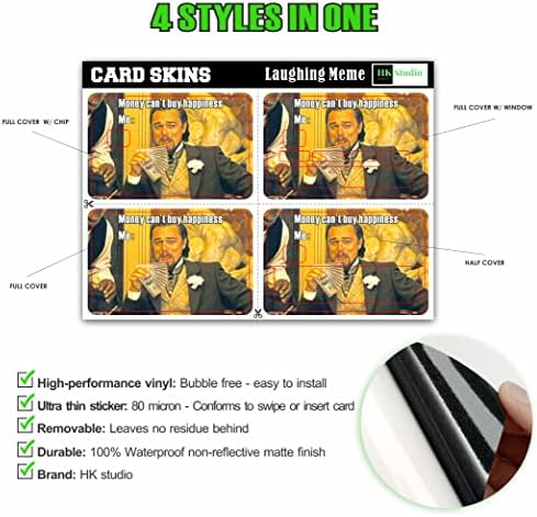 HK Studio Card Skin Skin Stick Money Funny Meme para EBT, Transporte, Chave, Débito, Cartão de Crédito