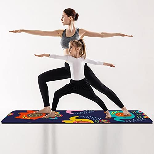 Exercício e fitness de espessura não deslizante 1/4 tapete de ioga com estampa de elefante roxo fofo