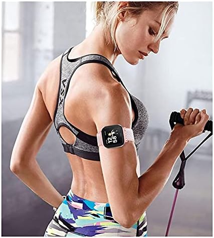 GXFCUK Bandas de nylon elásticas para Fitbit Versa/Versa 2/Versa Lite/Versa SE para homens, Homens Ajustável de Fabric Sport de tecido esportivo de tecido respirável