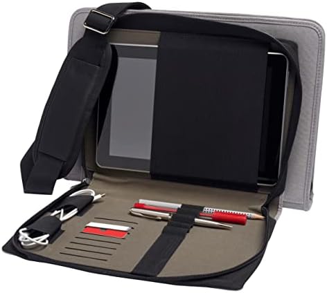 Caixa de mensageiro de laptop de couro cinza Broonel - Compatível com Dell XPS 17 laptop
