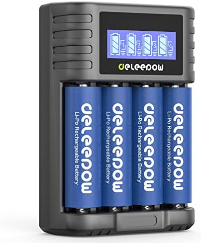 Pacote de DeLeepow de baterias recarregáveis ​​AA com carregador e baterias de lítio AA