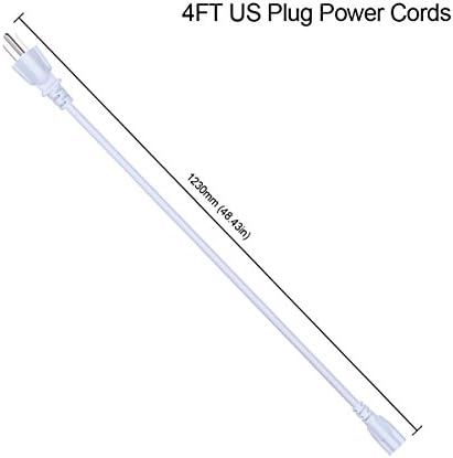 Fio de cabo de alimentação de plugue de 4 pés dos EUA para T5 T8 Tubo LED de extremidade dupla de 3 pinos, cabo de extensão para lâmpada de tubo fluorescente integrado LED, cor branca 5pack