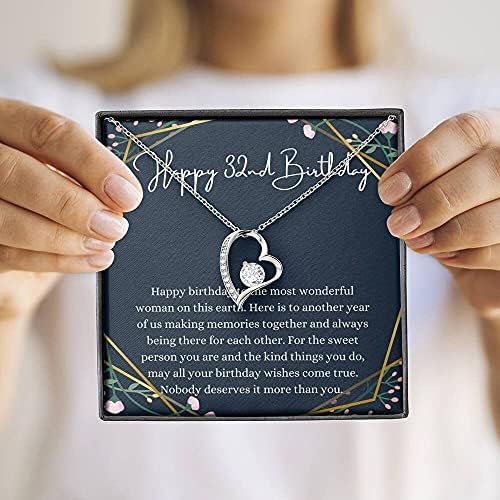 Jóias de cartão de mensagem, colar artesanal- Coração de presente personalizado, feliz colar de aniversário