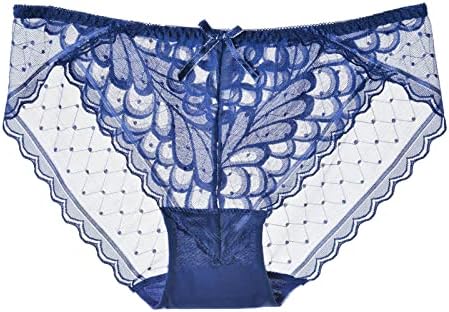 Calcinha para mulheres embalam calcinha feminina algodão -calcinha de biquíni renda de calcinha macia macia macia para mulheres azul