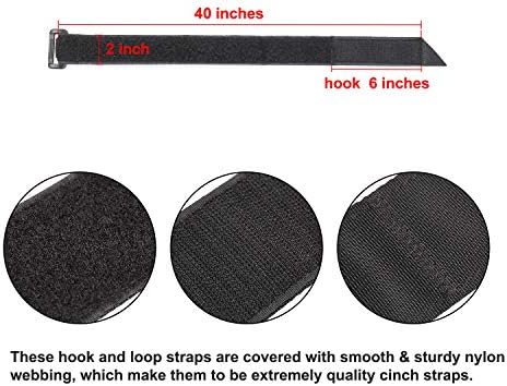 Ayaport Cinch tiras 2 x 40 -4pack, gancho durável e reutilizável e loop coberto com correias de nylon protegendo as tiras de fivela para todos os fins de armazenamento de organizador de encaixe de cabo