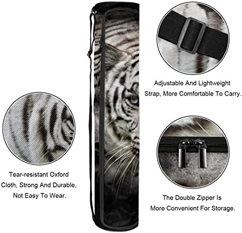 Bolsa de tapete de ioga, tigre branco Tiger Yoga Mat Transiter Full-Zip Yoga Mat de transporte