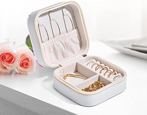 RodailyCay Jewelry Box Case com zíper duplo, Roses de rosa feminino Organizador de jóias Small Jewelry Case Brincha Rings para mulheres meninas