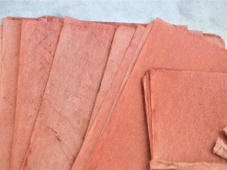 Th Smart -Avocado Dusty Pink tingido papel pergaminho/papéis envelhecidos/papel de rastreamento antigo tingido à mão para periódicos de lixo e colagem/rosa escuro para vermelho
