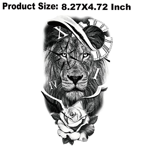 Tazimi 12 lençóis braço de leão de lobo tatuagens temporárias para homens adultos, metade preto ombro de tatuagem