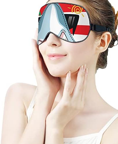 Lynarei Summer Shark em óculos de sol Máscara de sono Vermelho listrado para a venda para dormir elástica de máscara ocular de backoout para viajar para dormir e tirar uma soneca