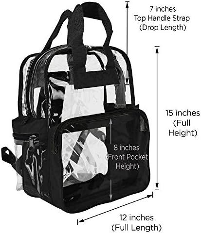 Dalix Small Clear Backpack Bag em preto
