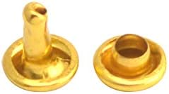 Wuuycoky Golden Double Cap rebite os garanhões de metal tubular de 6 mm e pacote de 6 mm de 200 conjuntos