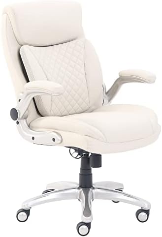 AmazoCommercial Ergonomic Executive Office Desk Chair com apoios de braços flip -up - Altura ajustável, suporte de inclinação e lombar - couro preto