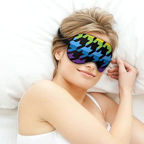 Rainbow Houndstooth Tweed Máscara para os olhos Sono vendidos com bloco de cinta ajustável Blinder Night
