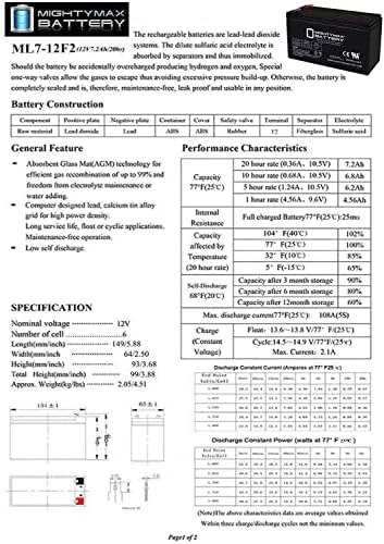 12V 7AH F2 Bateria de substituição para Liebert GXT2-9A48 UPS - 6 pacote