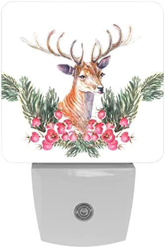 Evanlinsim Christmas Sleight Deer Night Lights Conecte -se à parede Decorativa do sensor automático Dusk to Dawn