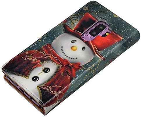 Case Cyd_amsy Cyd para Galaxy S9 Plus - Adorável boneco de neve de Natal com lenço vermelho e cartola PU PU CATURA FOLIO