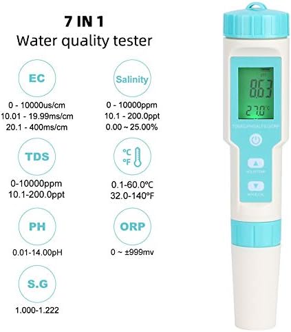 FDIT Profissional Water Quality Tester Water Quality Testing Meder Salinity PH TDS EC ORP Tester, 4 em 1 Pen do testador de pH digital portátil