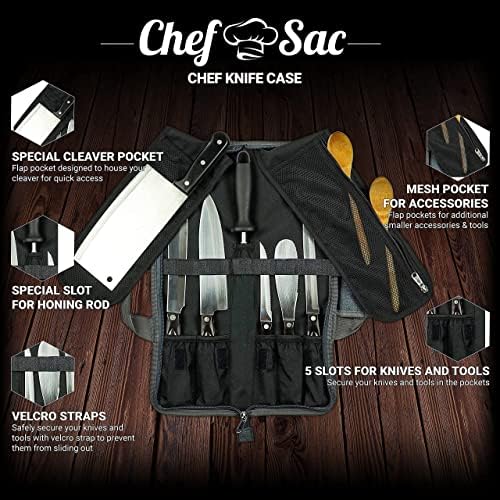 Chef Knife Roll Bag Travel Case With Chef Hat Beanie incluído