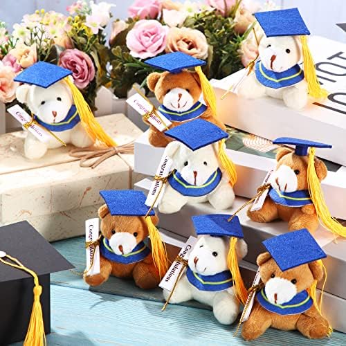 Deekin 16 PCS Mini Ursos de graduação para 2023 Palhados de graduação Backed Animal