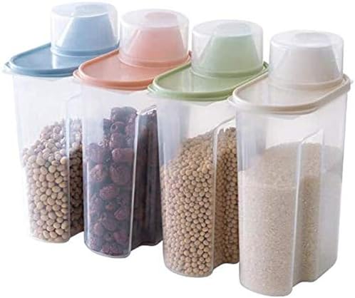 ZYHMW 4pcs Distribuidor de cereais plástico Caixa de armazenamento Caixa de armazenamento de cozinha Rice de grãos C OnTatener Transparente Grãos Crisos Alimentos Tanque de Arroz