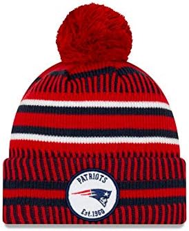 New Era Men's Red/Navy New England Patriots 2019 NFL Sideline Home Reverse Sport Knit Hat