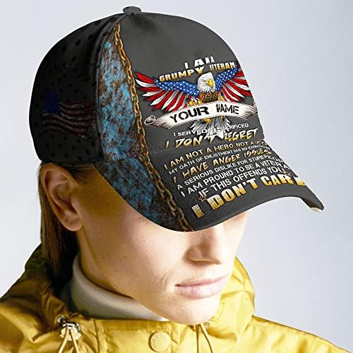 LOZII Cap personalizado veterano - Cap do soldado - Presente do dia veterano - Presentes de boné de beisebol para homens - Caps veteranos do dia do pai