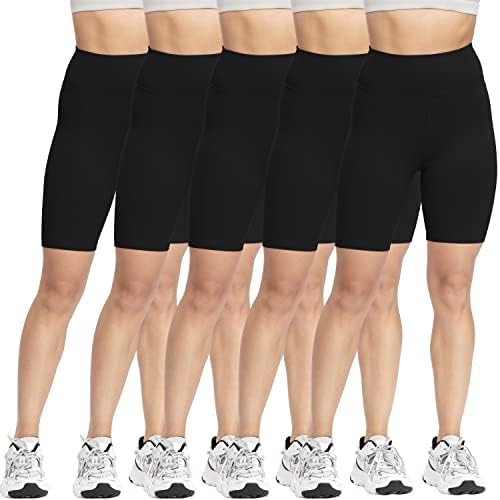 Valandy 5 pacote shorts de motoqueiros para mulheres de alta cintura para o treino de ioga shorts de ginástica de ginástica em ginástica de ginástica