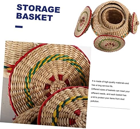 Caixa de armazenamento de armazenamento de palha de cabilock cestas de armazenamento com tampas