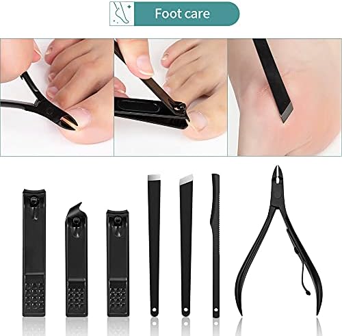 AHGDDA 18 em 1 conjunto de manicure Kit de pedicure Kit portátil Kit de tesoura de unhas de unhas portátil Kit de tesoura de unhas