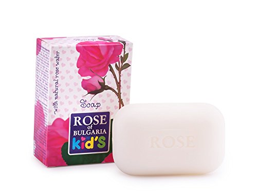 Rose da Bulgária paraben livre crianças crianças sabão 100 g para pele leve e sensível com óleo de roseira natural, camomila e água de rosas pura