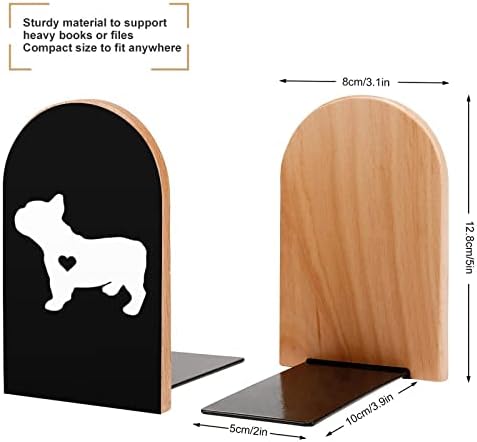 Livro decorativo de coração de bulldog francês termina em madeira não esquili os suportes de mesa de mesa de mesa