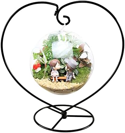 Home-X em forma de coração em forma de coração, suporte de exibição de ornamentos para pendurar terrário ou vaso, decoração de globo pendurada, ornamentos de férias e mais, 9 l x 9 w x 5 , preto