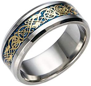 Men Dragon Pattern Pattern Tungstênio Ring de carboneto de 8mm Polish, clássico clássico simples anel de casamento liso