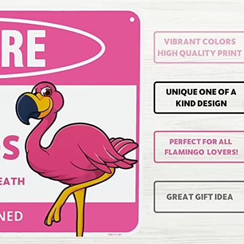 Venicor Flamingo Sign - 8 x 12 polegadas - alumínio - presentes de flamingo rosa para mulheres adultos -