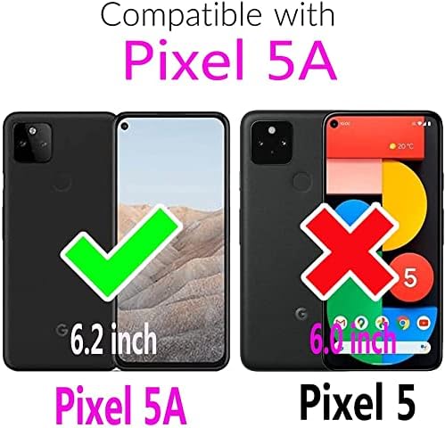 ASUWISH compatível com o Google Pixel 5A 5G Caixa da carteira Temperada Protetor de tela de vidro e caixa de