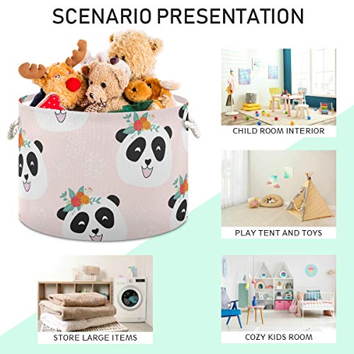 Panda Animal Toy Toy Toy Round Canvas Organizador Bin Storage Bin impermeabilizado para crianças Rapaz
