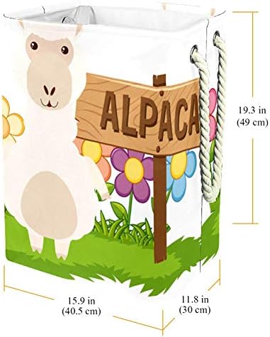 Primavera floral alpaca animal grande lavanderia cesto de armazenamento dobrável para quarto berçário