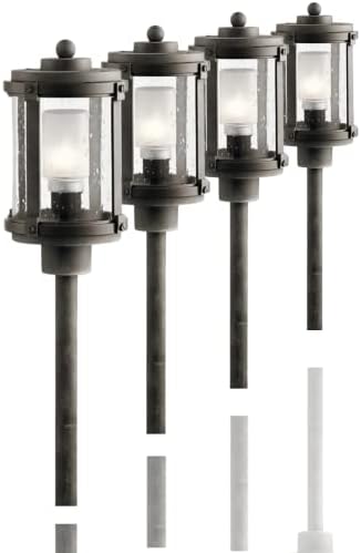 Kichler Showscape Collection #28307; Lanterna resistida em zinco; 2 watts Olde Bronze Baixa tensão de 12 volts, Luz de LED plug-in para passar a passarela, jardim, pátio, hotel, comercial, residência
